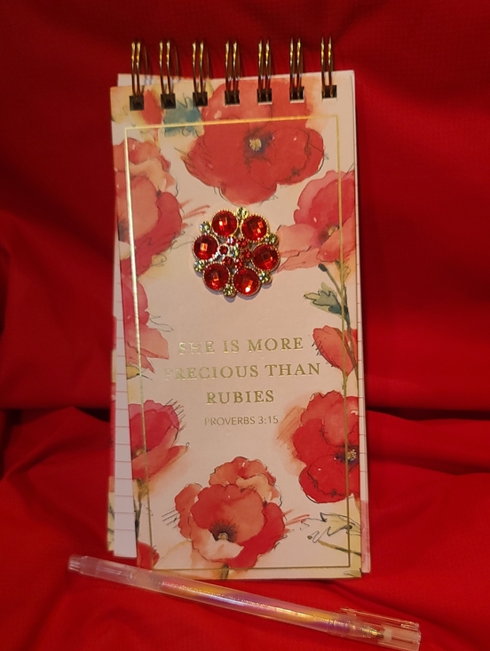Pooch & Sweetheart Other - Floral Red Gemmed Biblical Spiral Notepad - She Is More Precious Than Rubies NWT